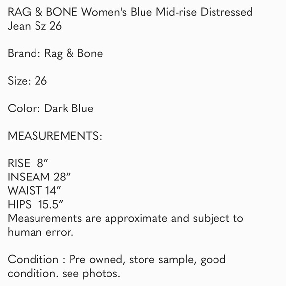 RAG & BONE Women's Blue Mid-rise Distressed Jeans - Picture 10 of 10